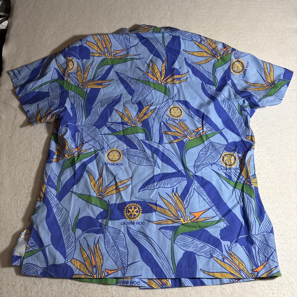 Tori Richard Shirt Womens Large Blue Floral Hawaiian Rotary LA2008 HOC Button Up - Picture 6 of 7